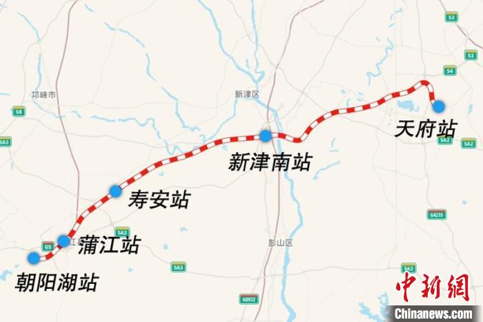 成都鐵路樞紐天府至朝陽湖段線路圖。　國鐵集團供圖