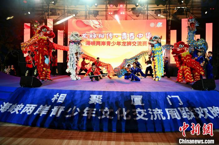兩岸青少年同臺(tái)呈現(xiàn)龍獅表演?！⊥鯑|明 攝