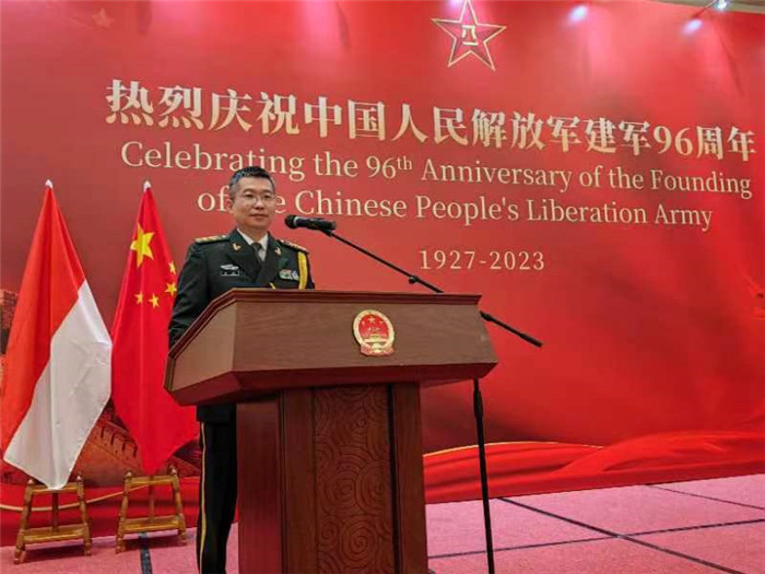 圖為徐勝武官致辭。中國駐印度尼西亞使館供圖