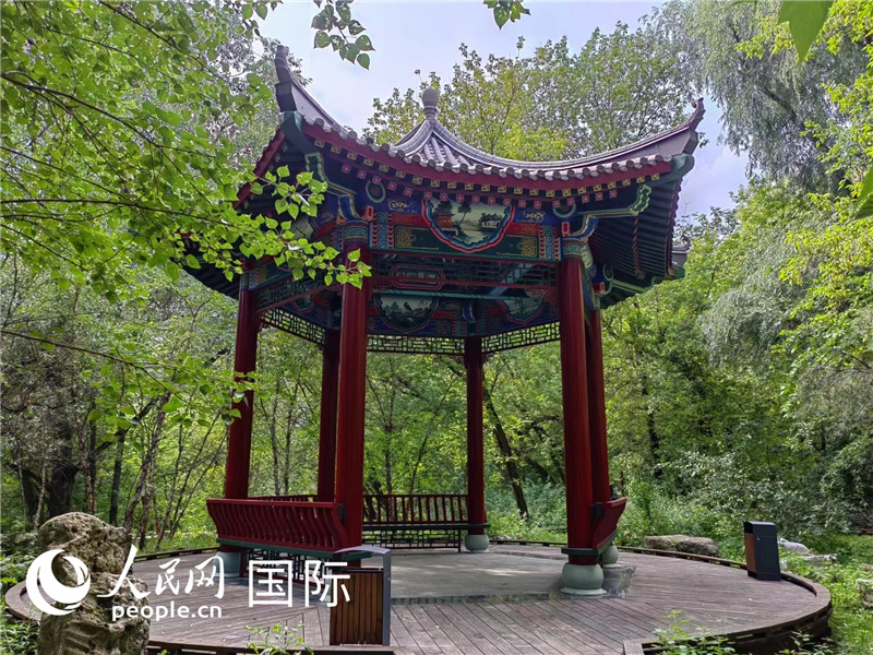 莫斯科中國貿易中心的中式園林“華銘園”一角。人民網記者 申亞欣攝