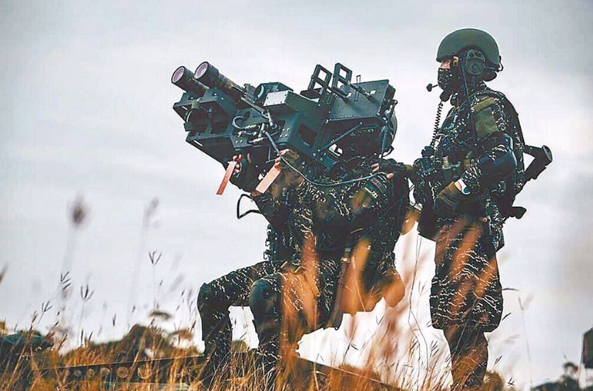 臺海軍陸戰(zhàn)隊肩抗“毒刺”導彈發(fā)射器準備射擊。圖片來源：臺灣“中時新聞網(wǎng)”。