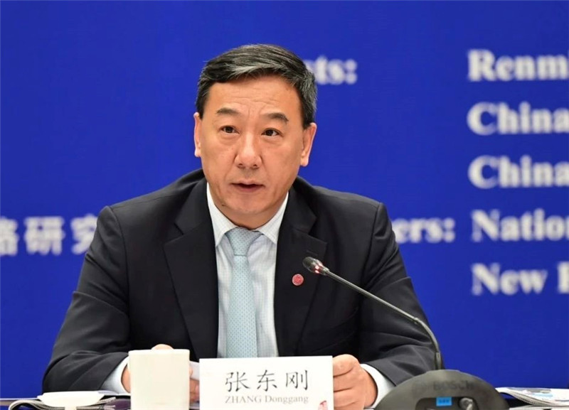中國人民大學(xué)黨委書記、國家發(fā)展與戰(zhàn)略研究院理事長張東剛作論壇開幕致辭。主辦方供圖