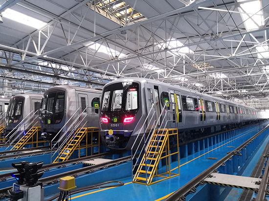 石家莊地鐵二號(hào)線列車(chē)。 中車(chē)齊車(chē)集團(tuán)石家莊公司供圖
