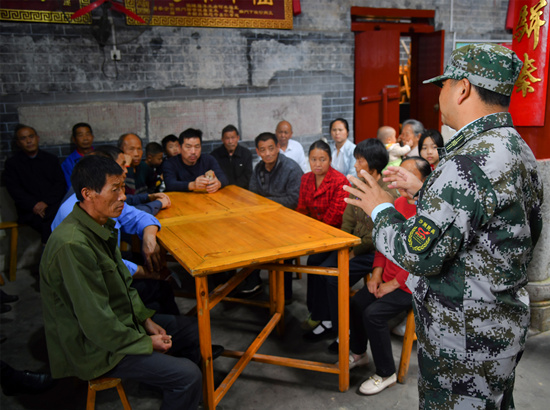 民兵學(xué)習(xí)宣講。受訪單位供圖