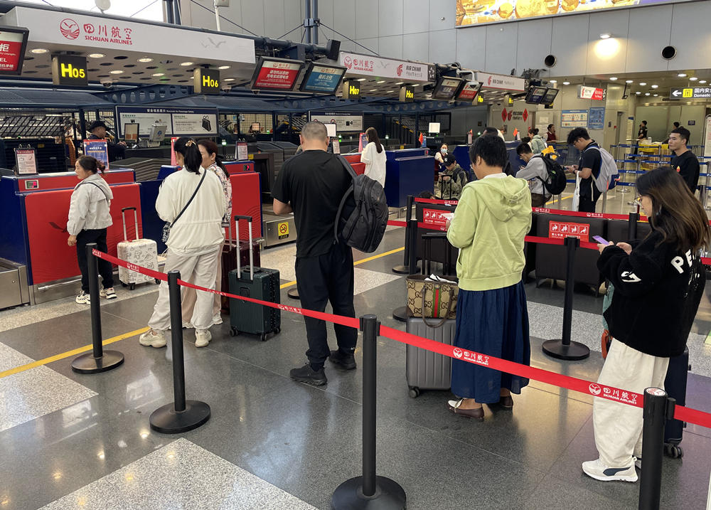 旅客在首都機場排隊辦理登機手續(xù)。人民網(wǎng)記者 喬雪峰攝