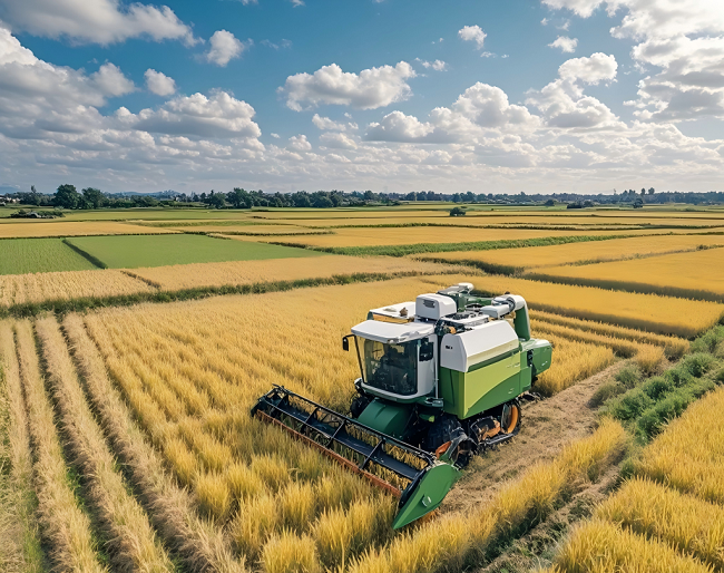 河南省信陽市羅山縣水稻種植戶抓住有利天氣搶收水稻。黃錢錢攝