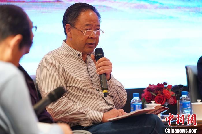 圖為青海省藝術研究所所長、文化學者耿占坤發(fā)表觀點?！√K丹 攝