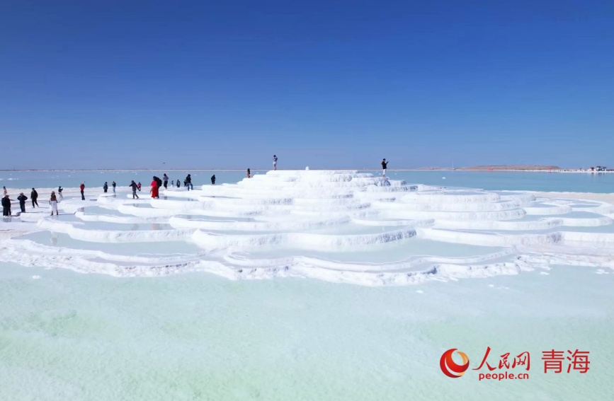 察爾汗鹽湖的大鹽花。人民網(wǎng)記者 甘海瓊攝