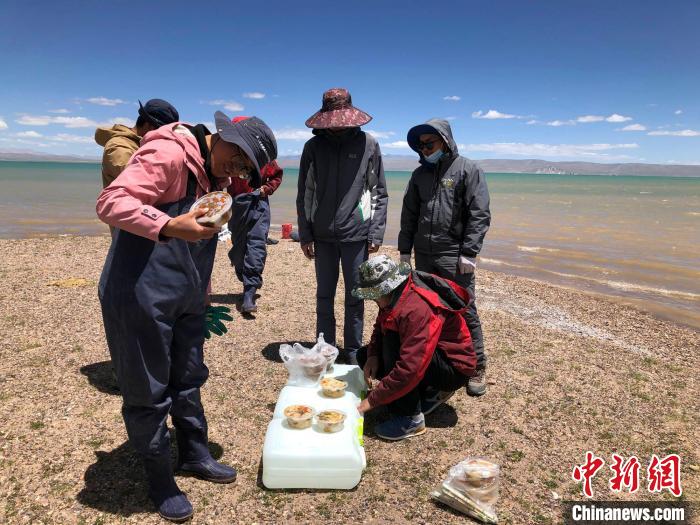 科考隊(duì)員在高原湖泊岸邊進(jìn)餐?！?lt;a target='_blank' ><p  align=