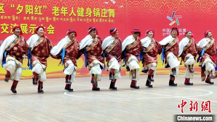圖為西藏老年舞蹈隊(duì)齊跳傳統(tǒng)鍋莊舞?！∝暽＠?攝