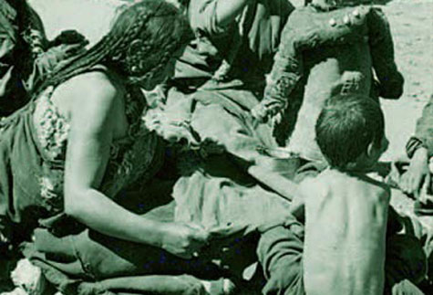 婦女和兒童流落街頭乞討為生